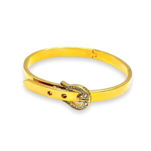 Y2K Juicy Couture Buckle Bangle Bracelet Gold Crystals Stackable Preppy